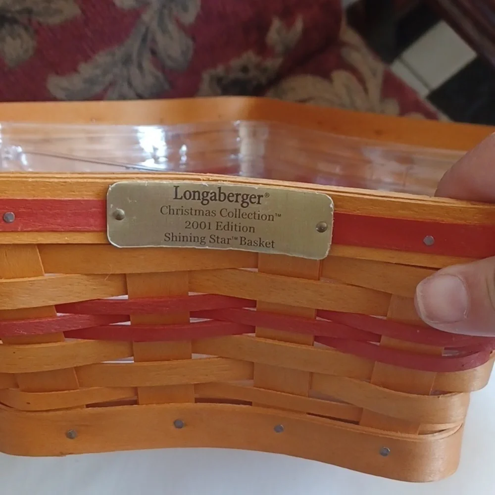 Vintage Longaberger Star Basket with Red Accents, two inserts, 2001